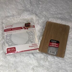 Doilies 50 Count 7.5” & Bamboo Cutting Board NWT
